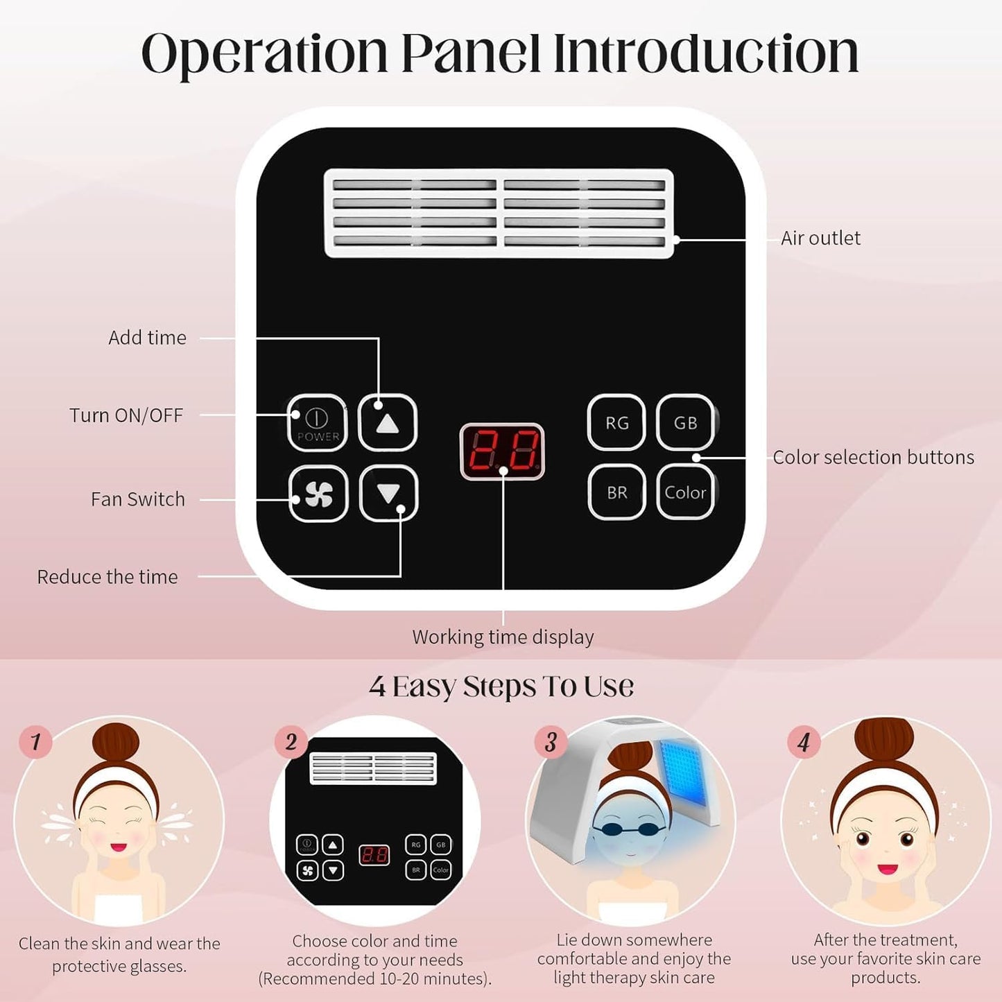 7 Colour LED Therapy Light Face Mask, LED Light Therapy Red Light Facial Body Skin Care SPA Beauty Equipment for Home Use