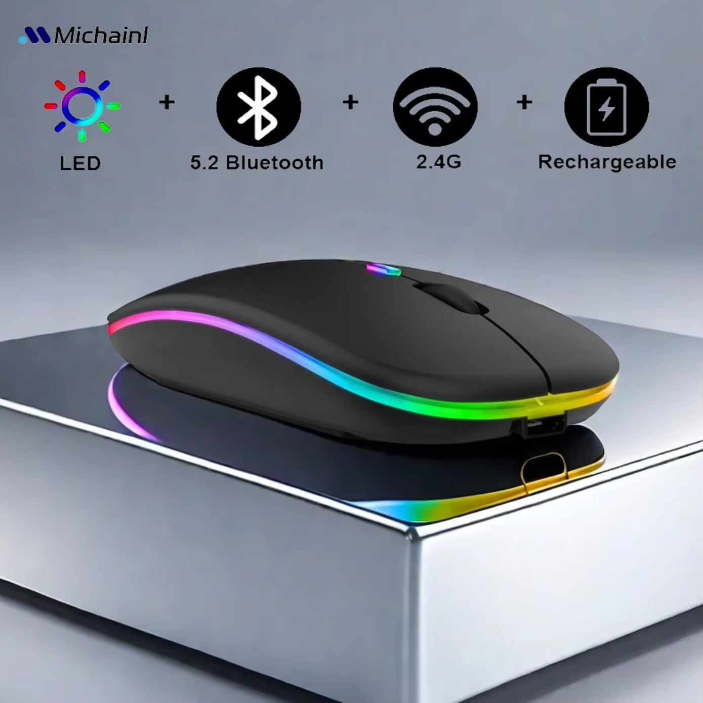Wireless Mouse for Laptop PC Bluetooth Rechargeable Mouses Wireless Computer Silent Mice LED Backlit Ergonomic Gaming Mouse