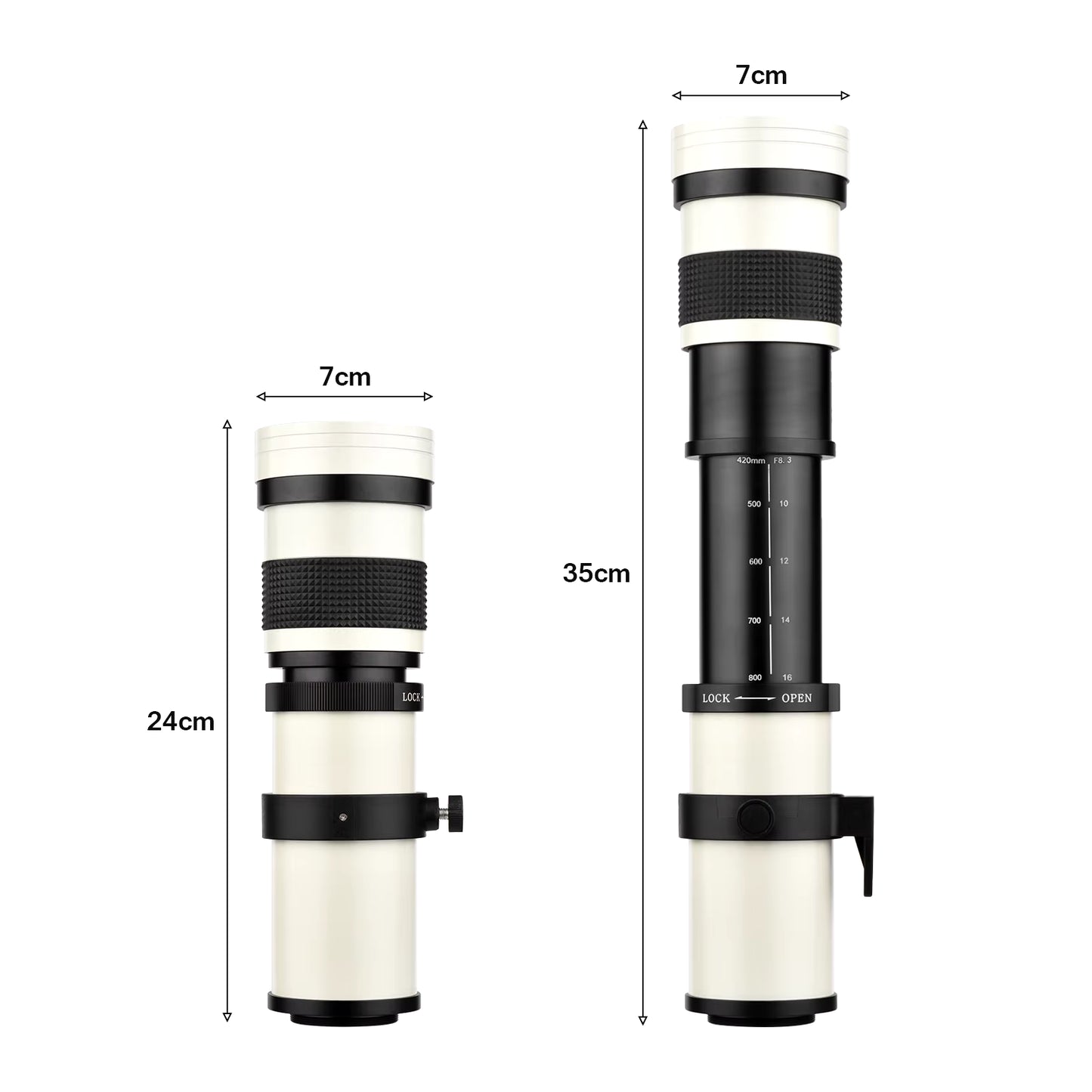 Camera MF Super Telephoto Zoom Lens F/8.3-16 420-800Mm T Mount with Universal 1/4 Thread Replacement for Canon Nikon Sony