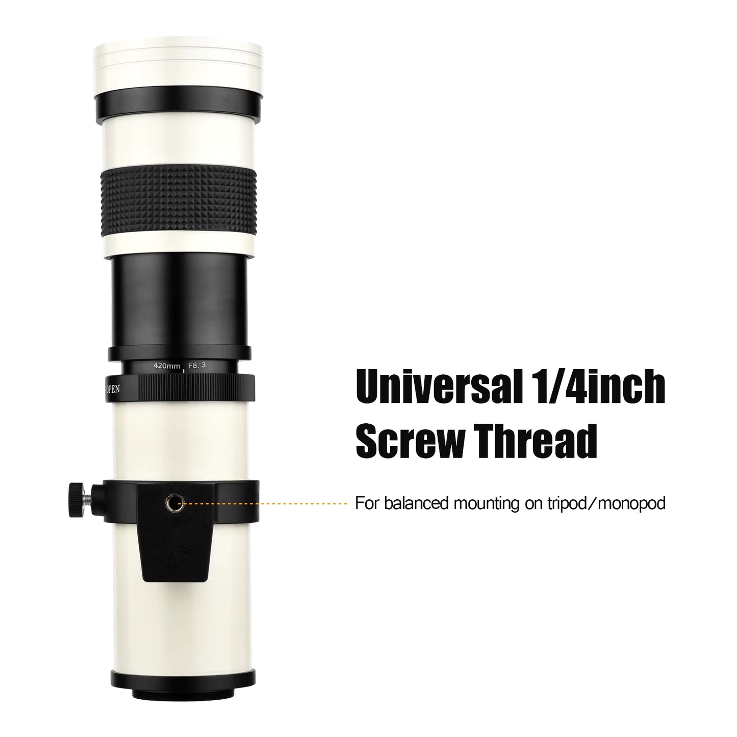 Camera MF Super Telephoto Zoom Lens F/8.3-16 420-800Mm T Mount with Universal 1/4 Thread Replacement for Canon Nikon Sony