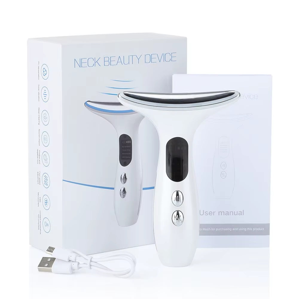 7In1 EMS Face Massager Lifting Beauty LED Face Skin +3 Colors LED Facial Neck Massager Photon Therapy Heating Wrinkle Removal