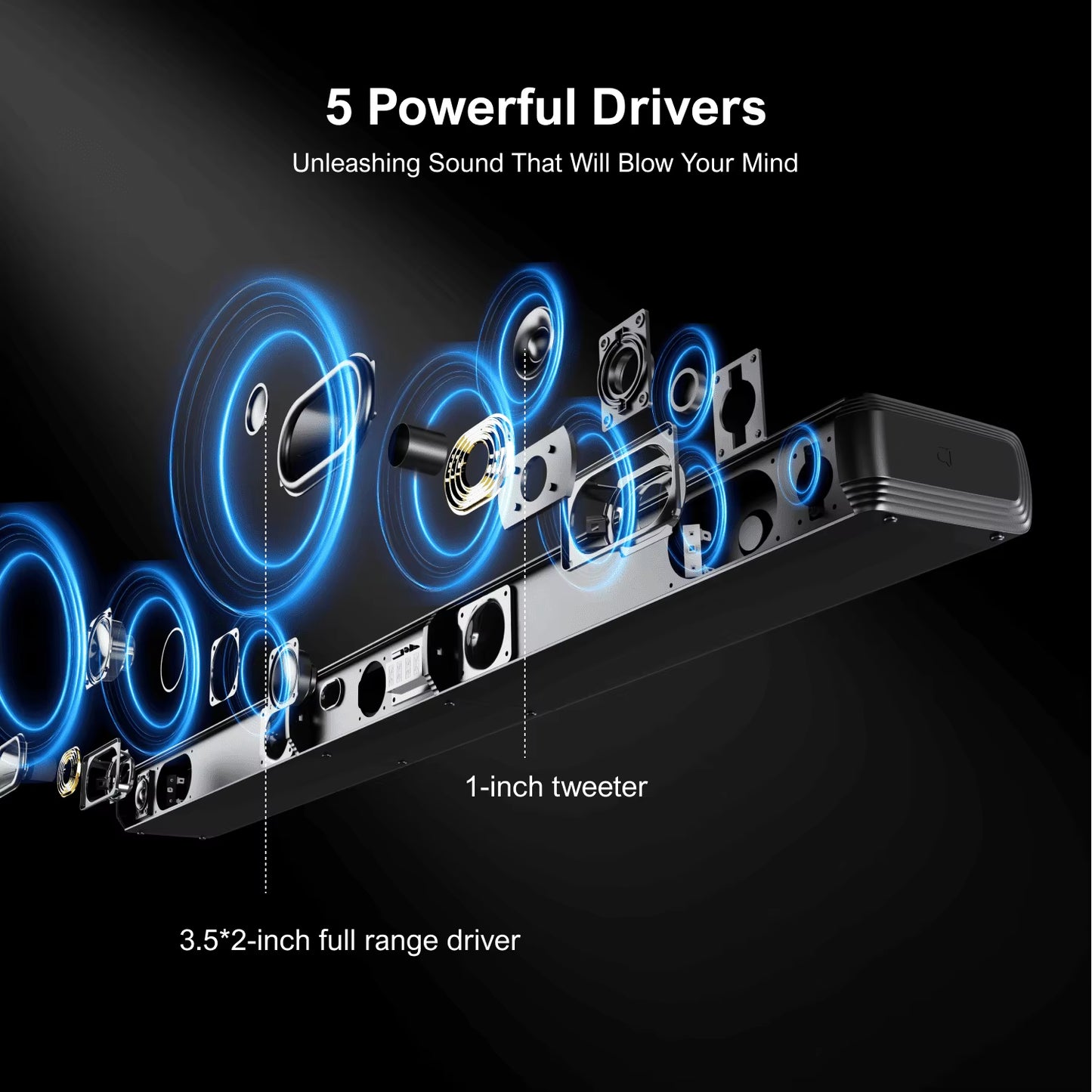 5.0Ch Sound Bar for Smart TV, PC Soundbar with RGB Light, Detachable Soundbar for TV with App Control, HDMI-ARC/OPT/AUX