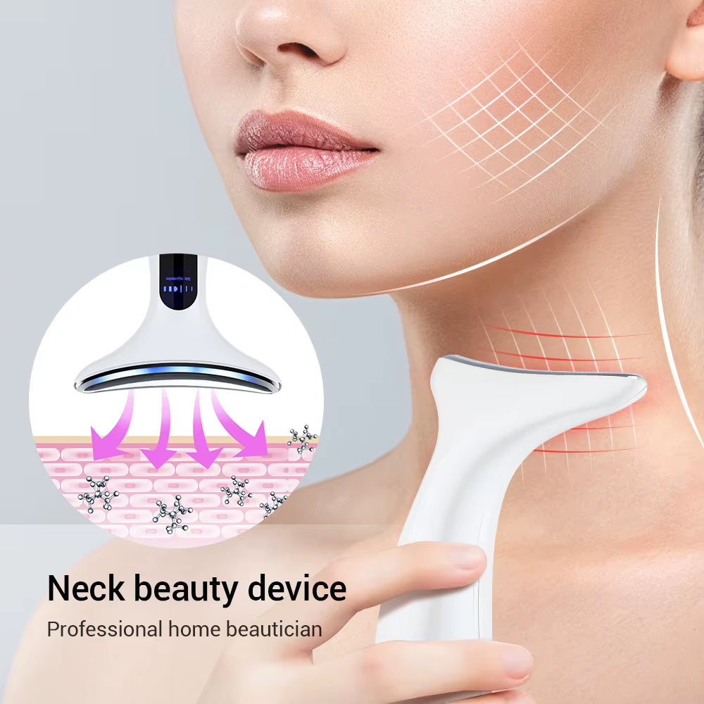 7In1 EMS Face Massager Lifting Beauty LED Face Skin +3 Colors LED Facial Neck Massager Photon Therapy Heating Wrinkle Removal