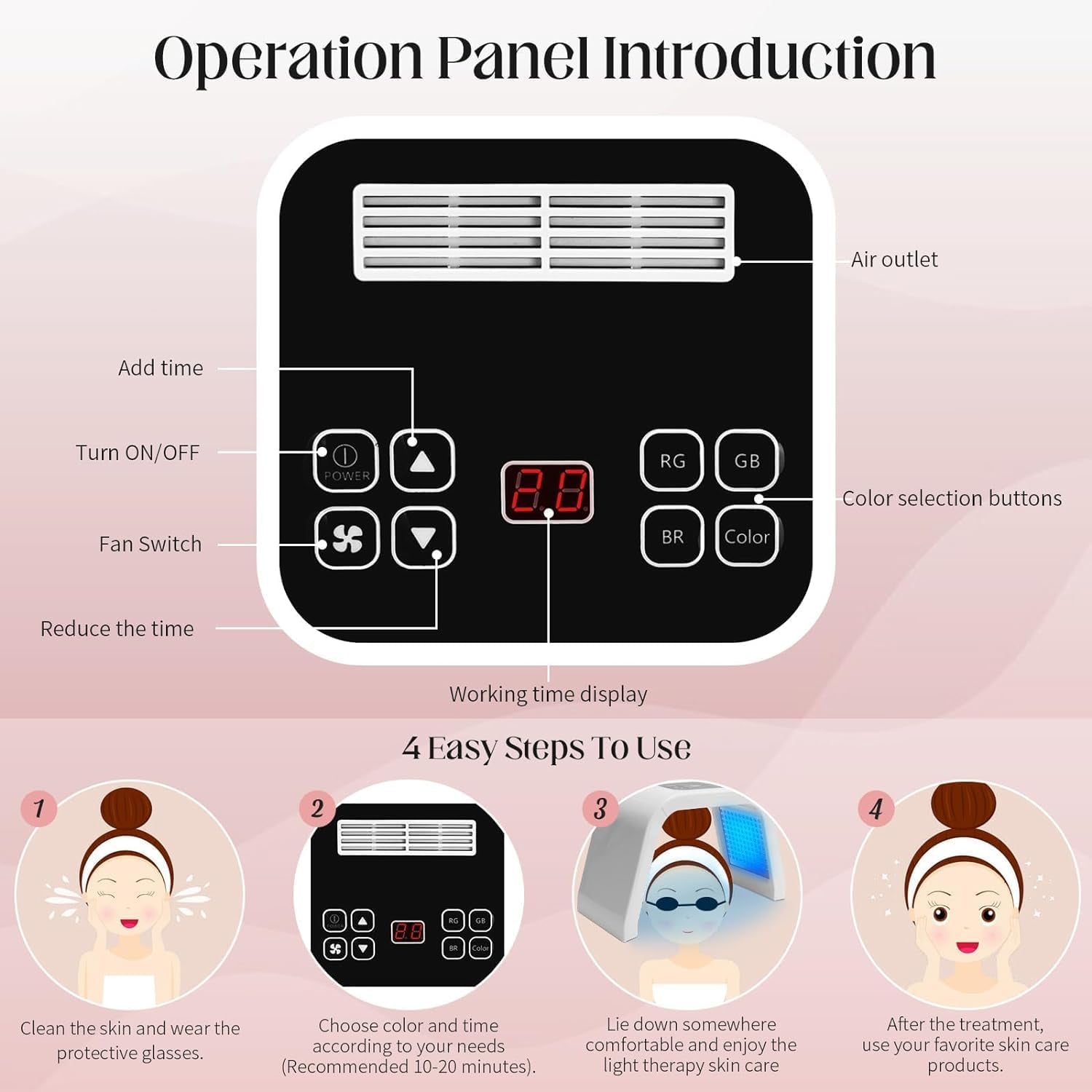 7 Colour LED Therapy Light Face Mask, LED Light Therapy Red Light Facial Body Skin Care SPA Beauty Equipment for Home Use