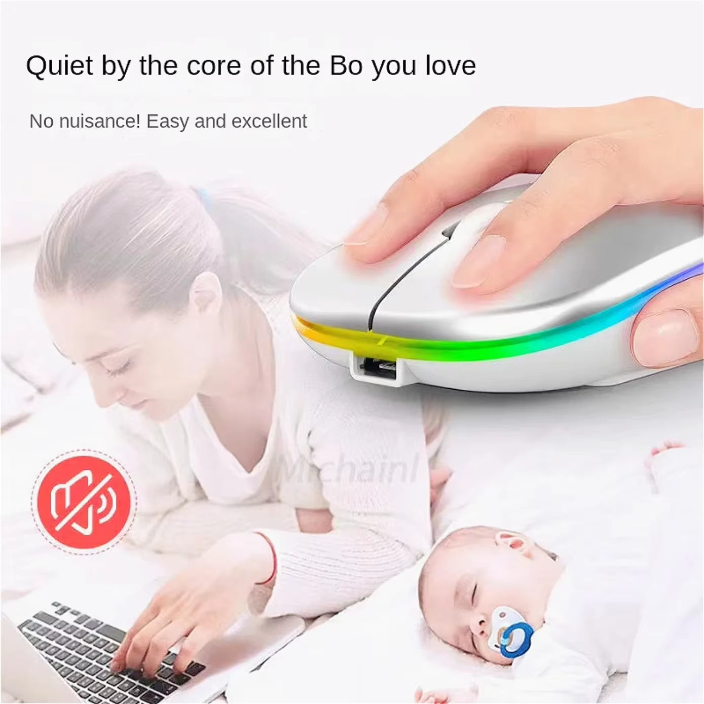 Wireless Mouse for Laptop PC Bluetooth Rechargeable Mouses Wireless Computer Silent Mice LED Backlit Ergonomic Gaming Mouse