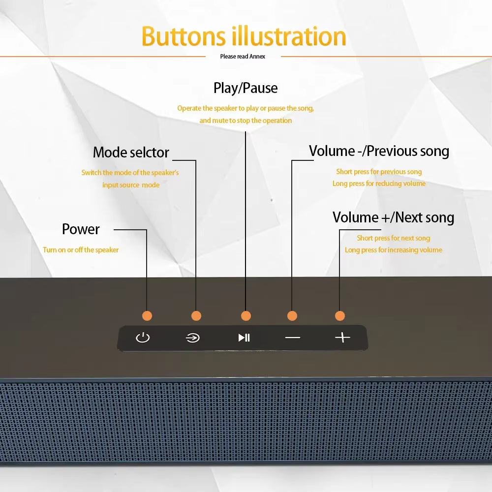 Wireless Bluetooth Sound Bar Speaker System Super Power Sound Speaker Wired Wireless Surround Stereo Home Theater TV Projector