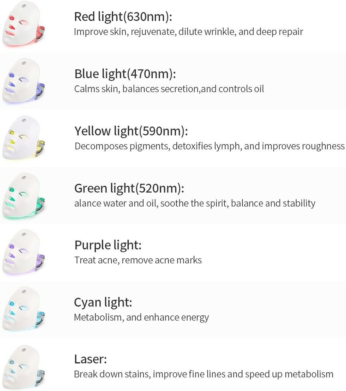 LED Light Therapy Face Mask, 7 Colours Light Therapy Mask Beauty Photon Therapy Mask for Face Skin Rejuvenation Facial Skin Treatment Anti-Aging anti Acne anti Wrinkle
